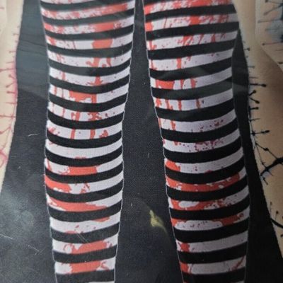 NWT one pair of stitches/blood Splatter tight legging one size/black stripes